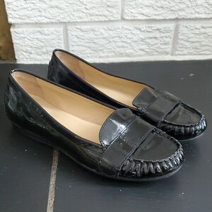 Cole Haan Nike Air Collab Black Patent Classic Preppy Flats Loafers Sz 7 Career